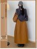 Women's High-Waisted Textured A-Line Mid-Length Skirt - Autumn/Winter Retro Pumpkin Fluffy Design