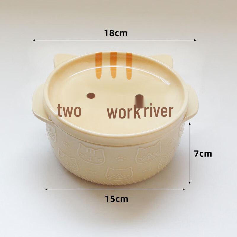 ZISIZ Cute Cat Ceramic Bowl with Lid