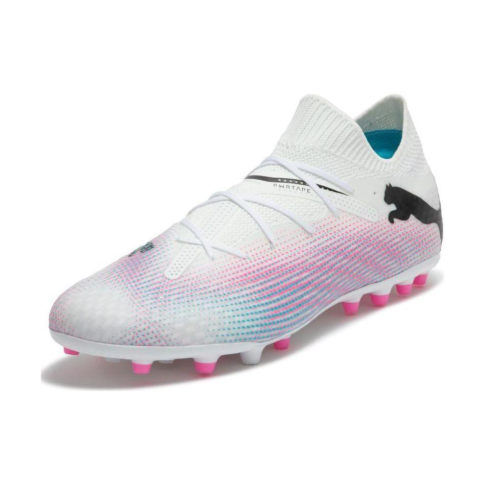 Puma Future 7 Ultimate 7 Pro Round Toe Lace-Up MG Soccer Shoes Men Soccer Shoes White Pink Black 107709-01