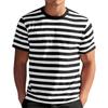 T-shirt a maniche corte a righe da uomo con girocollo, vestibilità classica, top casual, materiale in cotone morbido e confortevole