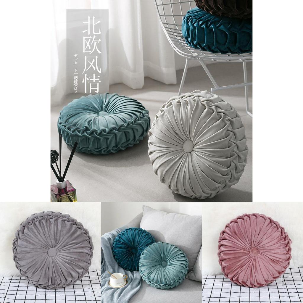 Durable And Reliable Plush Pleated Round Pumpkin Pillow Sofa Cushion Home Accent