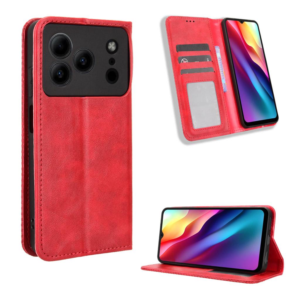 

Чохли-книжки для Doogee Note 56, Note 56 Pro зі штучної шкіри, повний захист корпусу, протиударний, міцний, ретро чохол для телефону червоний