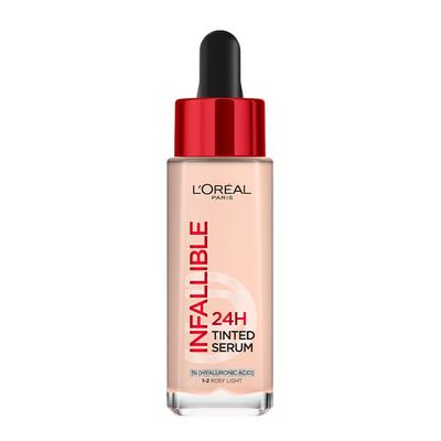 L’Oréal Paris Infallible 24H Tinted Serum Foundation, Light-weight Coverage, Dewy & Radiant Finish, Transfer-proof, 30ml