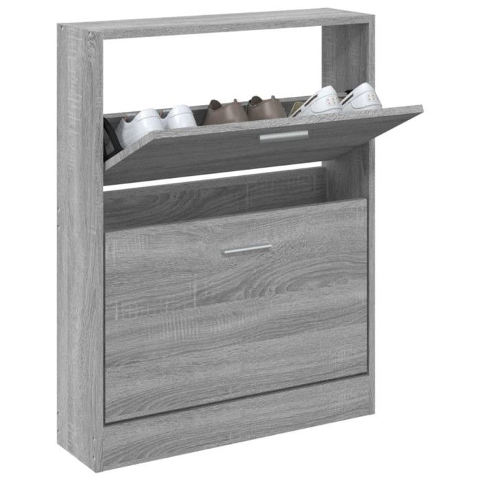 VidaXL Shoe Cabinet Sonoma Grey 59x17x81 Cm Engineered Wood 342540