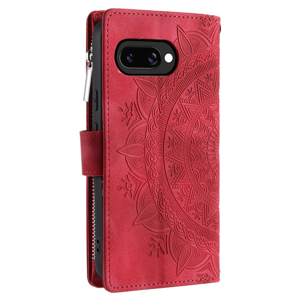Style 006 For Google Pixel 9a Phone Case Mandala Flower Pattern PU Leather Zipper Wallet Stand Cover