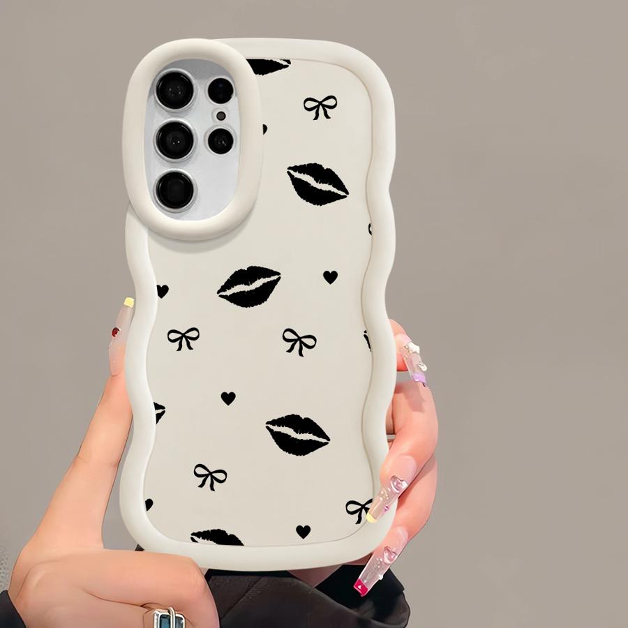 Case for Samsung Galaxy A25 S22 Ultra S21 S20 FE A26 S23 Plus S24 S25 Soft Phone Cover A34 A55 A24 A35 A36 A54 Lips Kiss Print