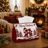 1pc Minimalist Holiday Tissue Box - Gingerbread Couple Pine Tree Typography Napkin Storage Box, Suitable for Rolls/Facial Tissues/Single Sheets, Multi