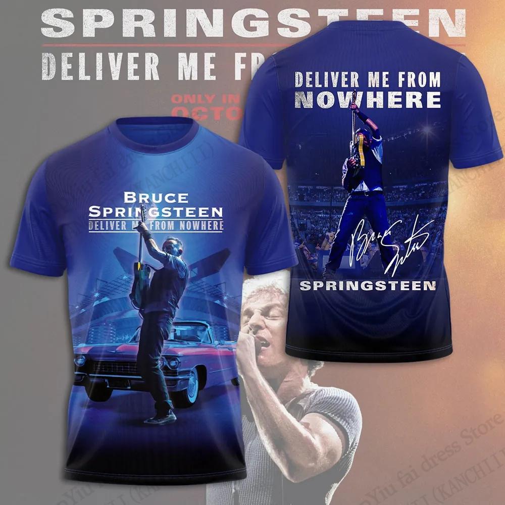 Classic Rock Band Bruce Springsteen 3D Print T-shirts Fashion Hip Hop Short Sleeve Men's T-shirts - Soft Medium Stretch Summer Relaxed Fit Clothing