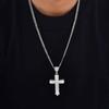 Hiphop Rhinestone Cross Necklace for Men Boys,Punk Rap Street Cool Cross Metal Pendant Necklace,Birthday Gift for Husband Dad