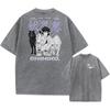 Men Streetwear Washed Acid Oversized T Shirt Japanese Anime Retro Worn Graphic Print T-Shirt Cotton Short Sleeve Tees