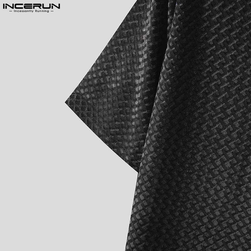 INCERUN Men Summer O Neck Short Sleeve Texture Casual T-shirts Tops