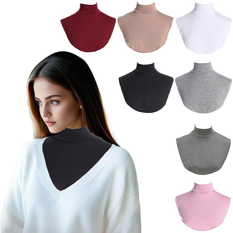 1Pc Turtleneck Womens Neck Warmer Half Top Modal Detachable Solid Color High Neck Cover False Collar