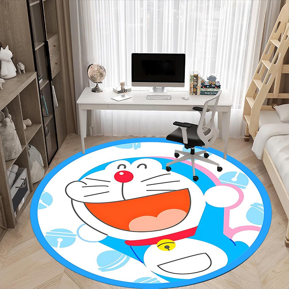 Doraemon Pattern Office Round Area Rug, Under Office Chairs Bedroom Living Room Home Decor A0908158