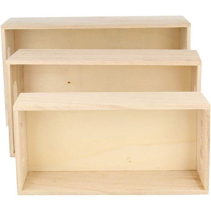 Storage Boxes - ARTEMIO - 3 Pieces - Raw Wood - Beige - Mixed