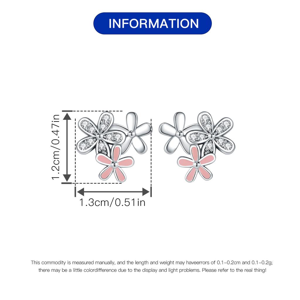 S925 Silver Pink Daisy Flower Stud Earrings For Lady S925 Jewelry Party Anniversary Trendy Gifts