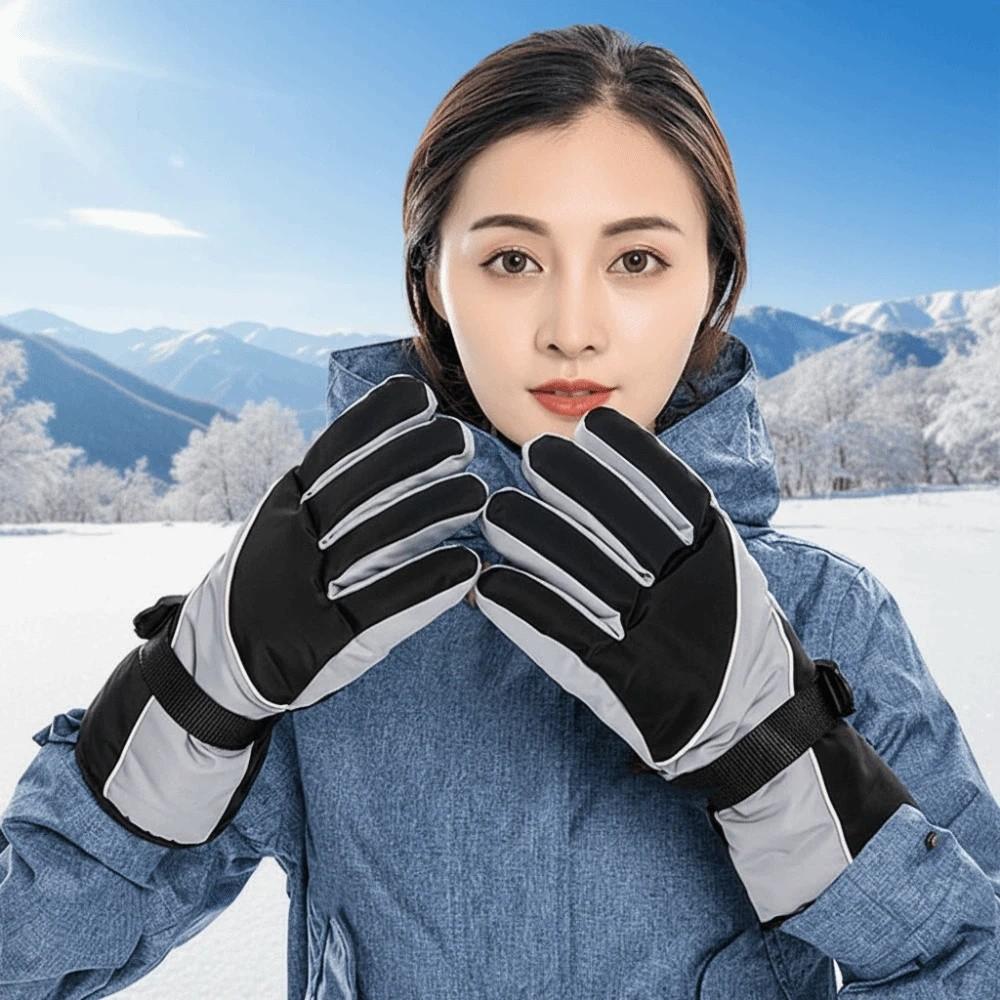 Soft Ski Anti-cold Gloves Anti-splash Water Thickened Finger Mittens  Cycling
