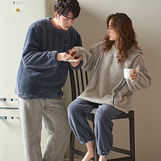 Matching Pajamas for Men and Long Couples Pajama Perfect for Perfect as a Gift for or Christmas D.IIZOO Women, Sleeve, Fall/Winter Set, Couples,
