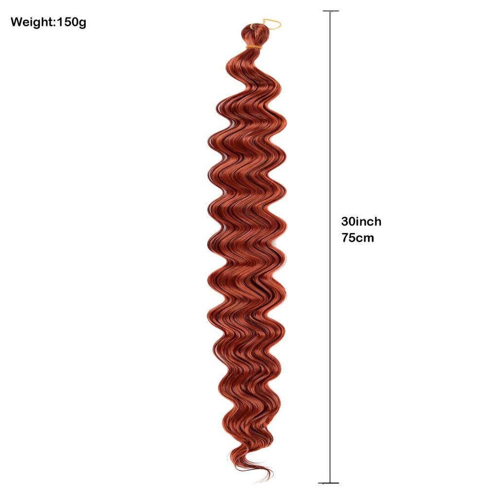 Crochet Hair 30inch 150g Boho Curly Wavy Braiding Hair Deep Water Ocean Wave Black Synthetic Bohemian Braids For Women Girls