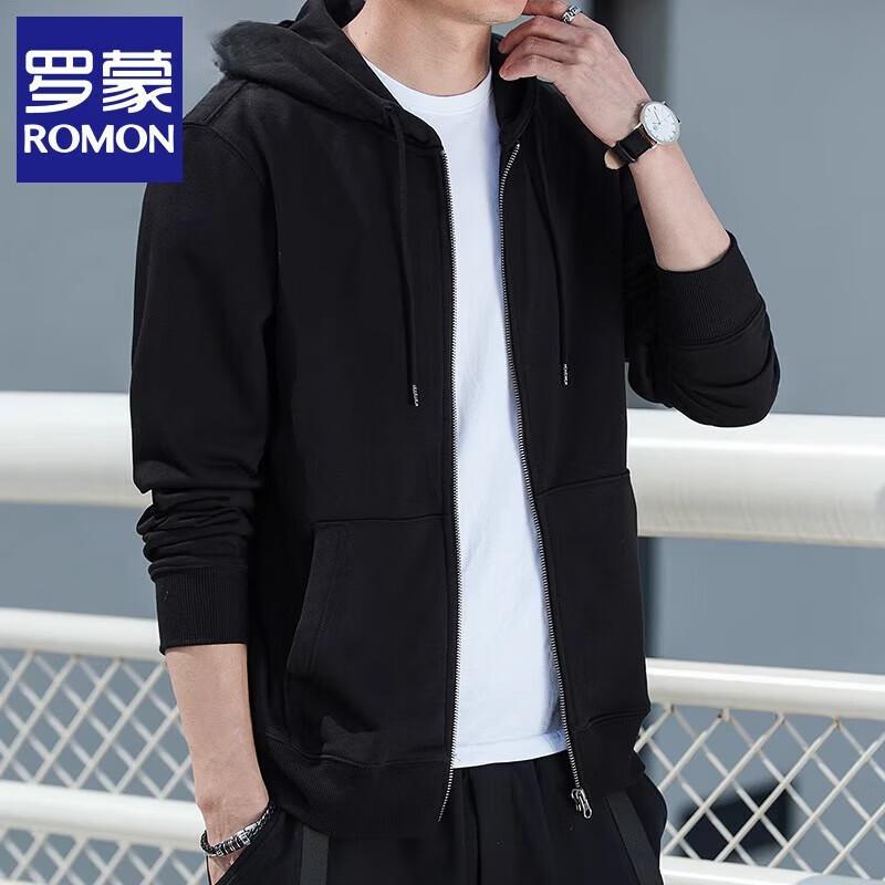 ROMON Men's Casual Hooded Cardigan