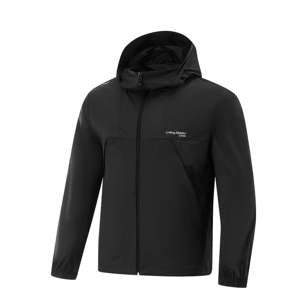 Li-Ning Urban Outdoor Series Solid Color Zip-Up Hooded Loose Breathable UV Protection Sun Protection Jacket Men Jackets Black AFDV461-9