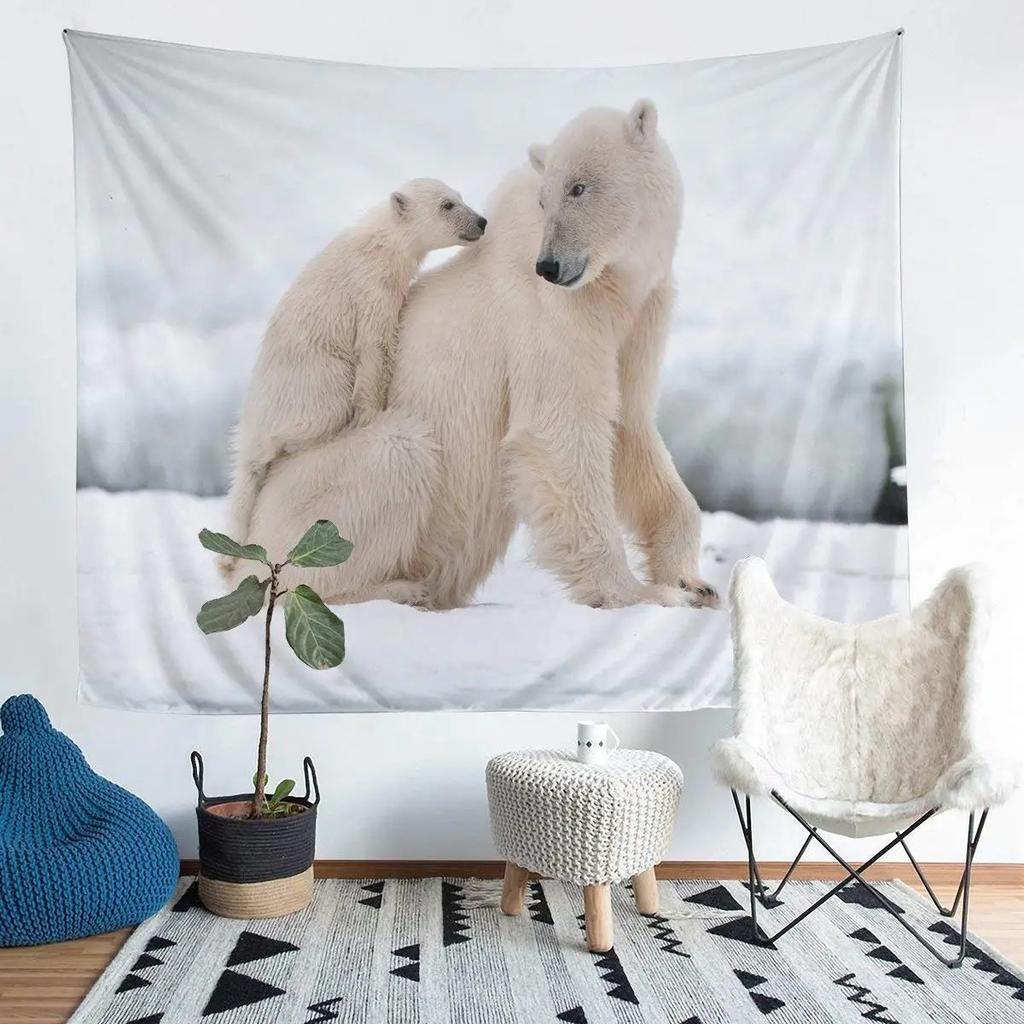 Polar Bear Pattern Background Cloth Office Living Room Tapestry Home Wall Decoration Tapestry