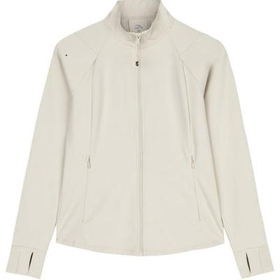 Einfarbige Stehkragen-Jacke mit Reißverschluss und langen Ärmeln für Damen, Kreideweiß 962437708-2