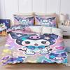 Sanrio Kuromi Comforte Bedroom Printed Cartoon Quilt Cover Bedding Set With Pillowcase Suitable For Children And Adults