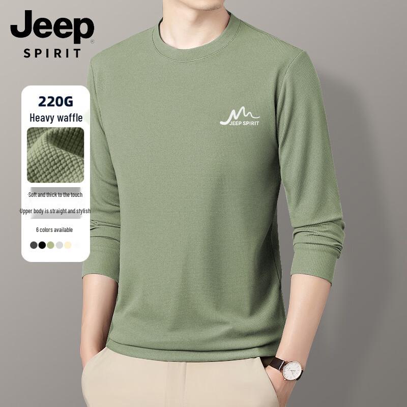JEEP SPIRIT Men s Waffle Knit Heavyweight Loose Fit Long Sleeve T-Shirt L