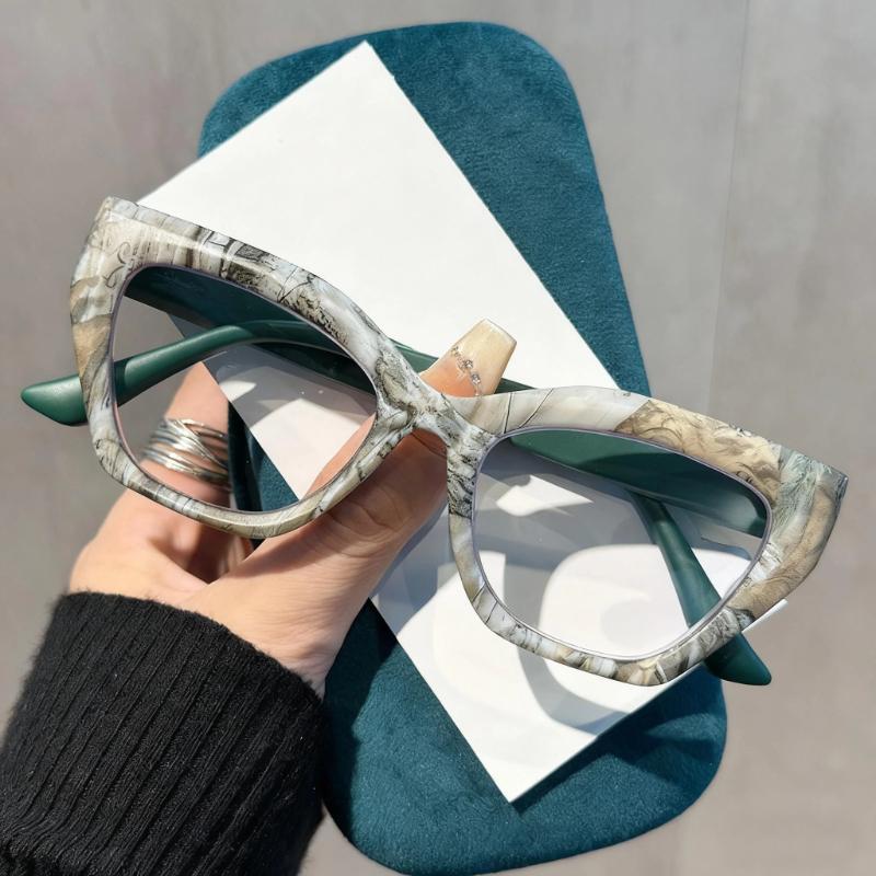 

Стильні окуляри «котяче око» з квітковим візерунком для пресбіопії, велика оправа, зручні пружинні дужки, окуляри для читання з захистом від синього світла +1.5 сірий