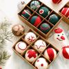 Christmas Ornament Set: Flocked & Painted Hanging Balls In Gift Box for Tree Decoration