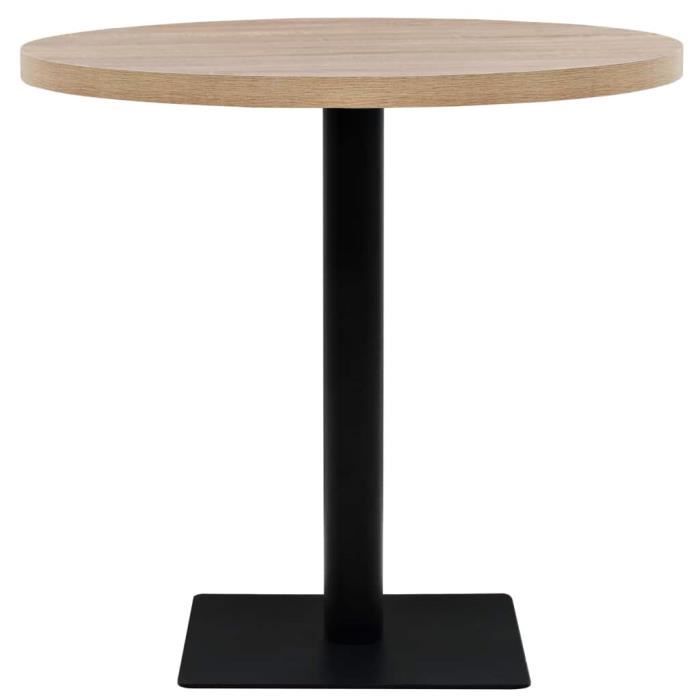 VidaXL Table de bistro MDF et acier Rond 80 x 75 cm Couleur de chêne