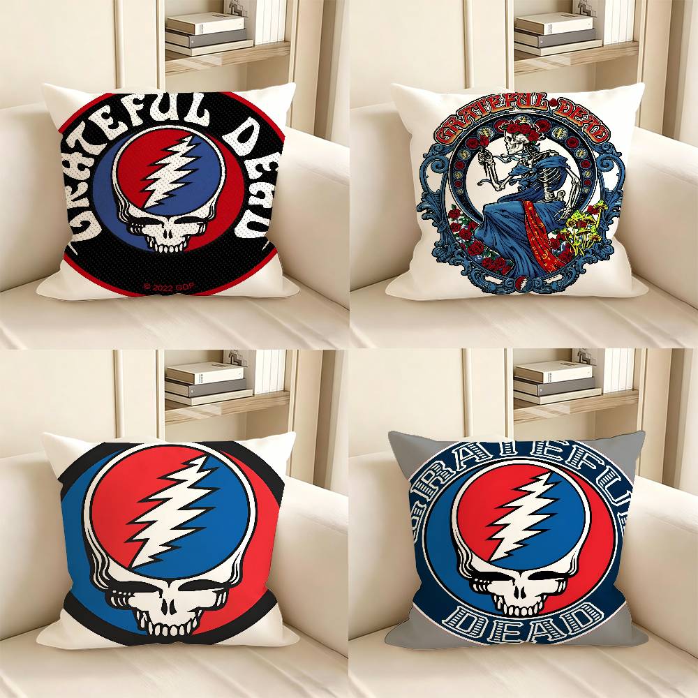 pc Band GgGrateful Logo Dead Pillow Case Fashion Square Pillowcase Bedroom Sofa Room Ins Decoration Leisure