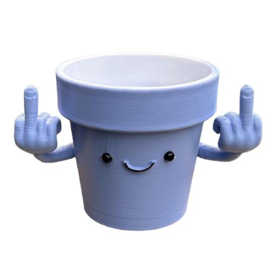 

Улыбающийся горшок для растений со средними пальцами вверх Пластиковые горшки для суккулентов с улыбающимся лицом для комнатных растений Новинка Украшения для садового стола фиолетовый