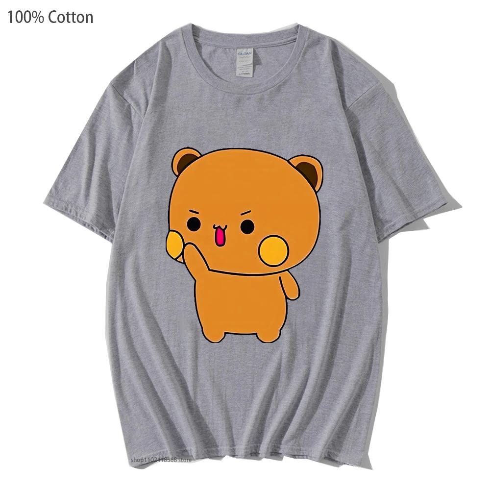 Couple T-Shirts Bubu with Dudu T-Shirts Cartoon Cute Panda and Brownie Bear Tshirt Men Women Cotton Shirt Kawaii Top