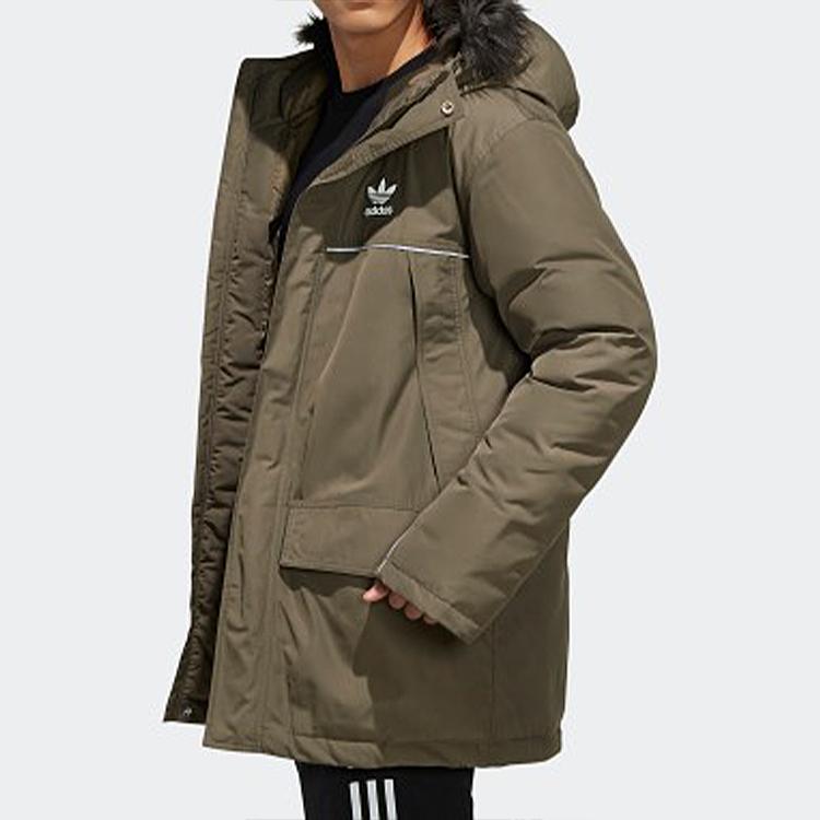 Adidas Originals Trefoil Casual Sports Windproof Warm Hooded Down Jacket Men Outerwear Brown FL1418