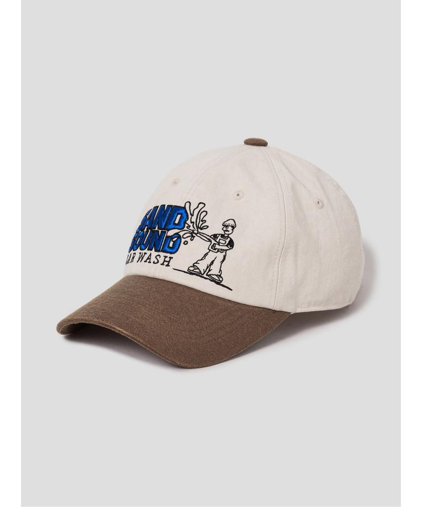 Saendeusaundeu (Unisex) Carwash Embroidery Ballcap Beige