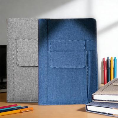 Lined Journal Notebook for Men Women Fabric Cover A5 Size Notebook 200 Pages Thick Paper Journal with Pockets for Work Note Taking Writing