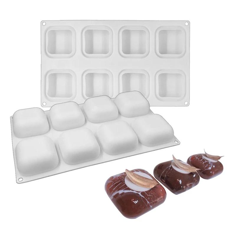 New Square Mousse Cake Mold  Fat Bombs Chocolate Candy Caramel Silicone Mould Dessert Stone Pastry Baking Tool Ice Cube Tray