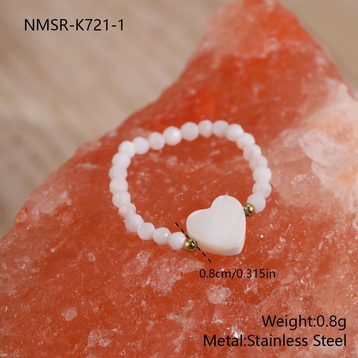 GEMCHIC Women s White Bead Heart Ring Adjustable 18K Gold Plated Stainless Steel Cute Studded Ring