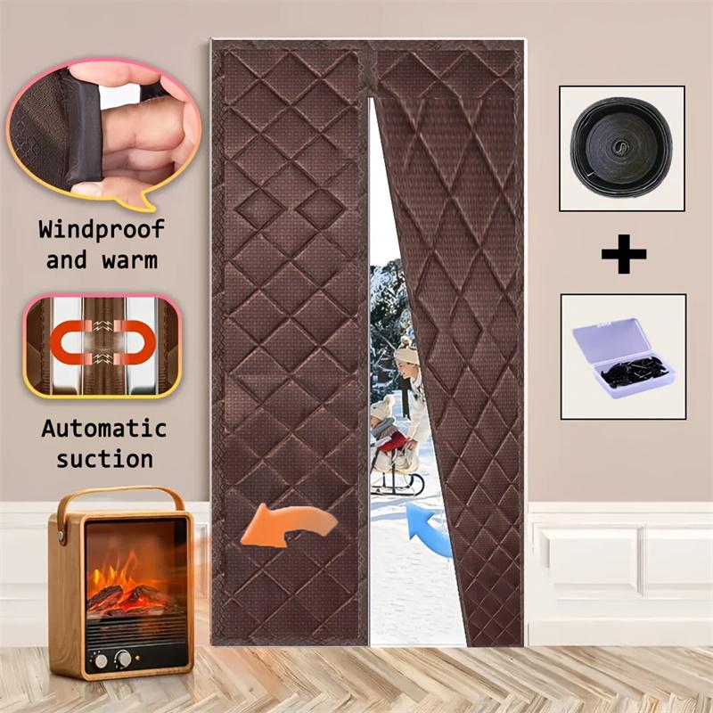 Magnetic Thermal Insulated Door Curtain Energy-Saving Privacy-Protecting Windproof Waterproof Cotton Curtain for Heater Room