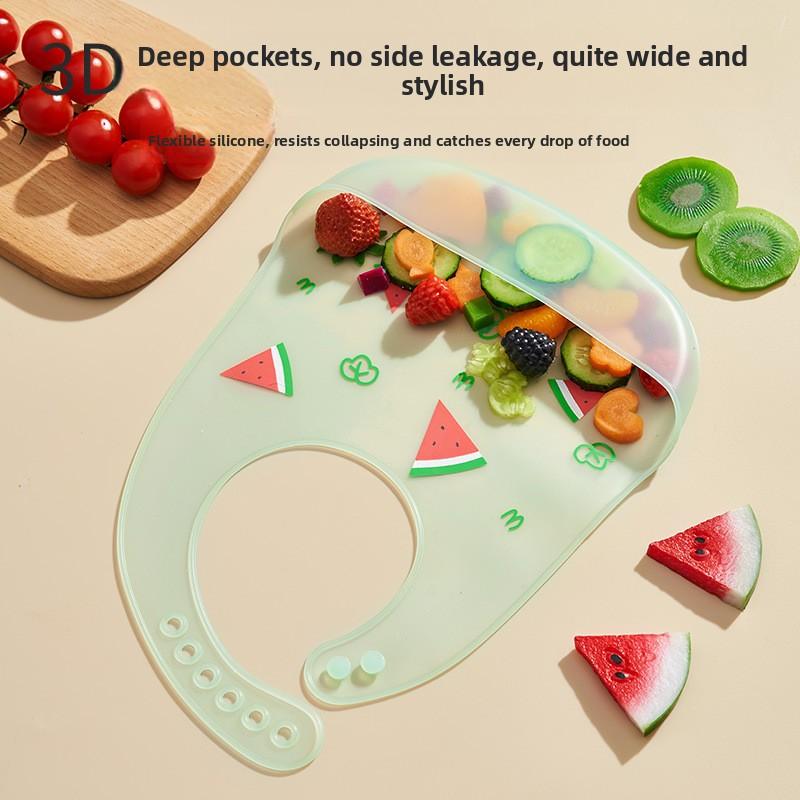 Baby Silicone Bib Waterproof Food Grade Catcher for Infants Toddlers Feeding Easy Clean Soft Adjustable