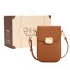 New Sanrio Hello Kitty Synthetic Leather Cell Phone Pouch Shoulder Bag Regular Women's Brown/Ecru/Black HHF41141