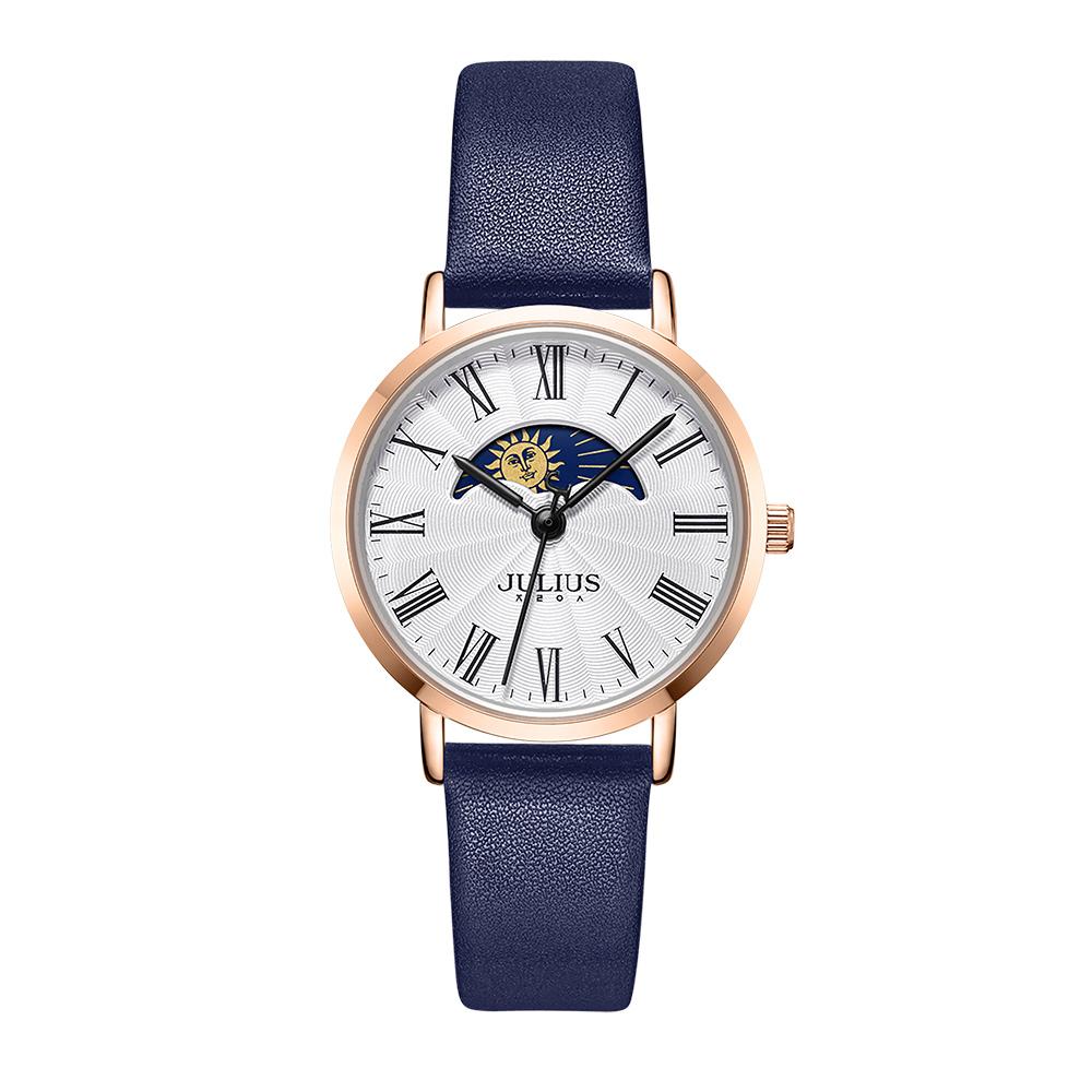 Jyullieoseu Ja-1308L Women'S Moonphase Round Wristwatch