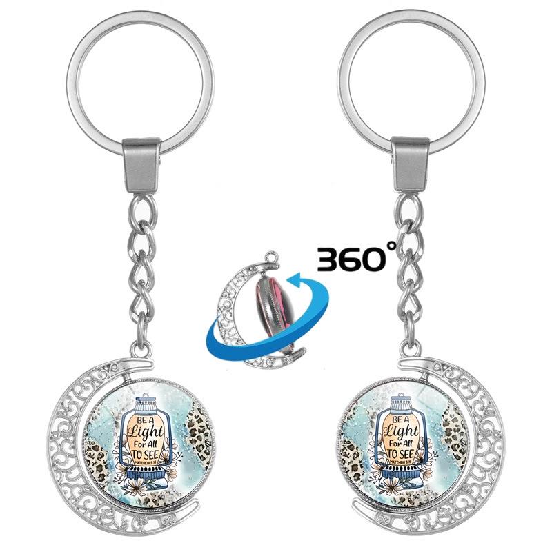 Temu Double-Sided Rotating Pendant Keychain - Creative Gift