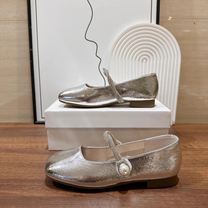 New Style Silvery Women Square Toe Mary Jane Shoes Casual Outdoor Soft Sole Flat Spring Autumn Wedding Party Shoes Zapatos Mujer