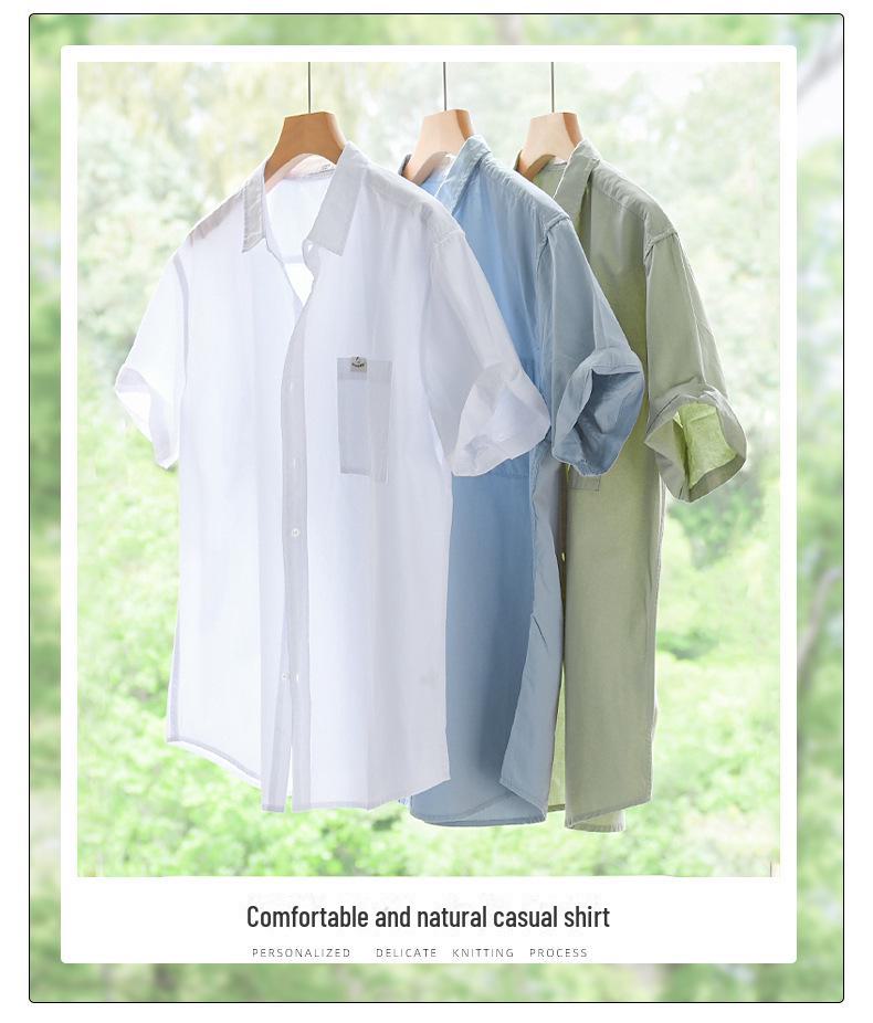 Men's Summer Cotton Shirt - Japanese Style, Fresh Solid White