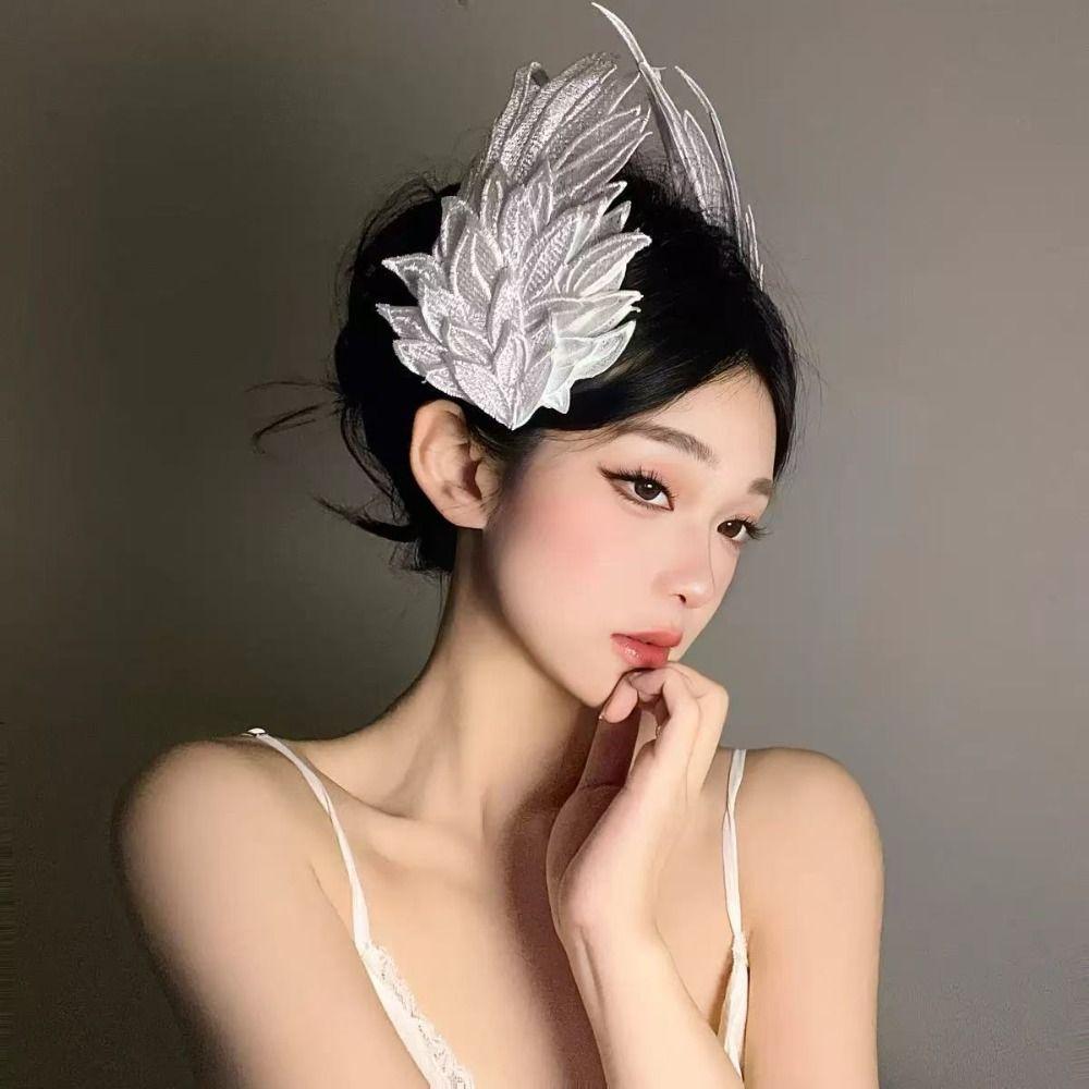 Sweet Feather Embroidery Edge Clip Cosplay Wings Hairpin Harajuku Lolita Hair Clip  Women