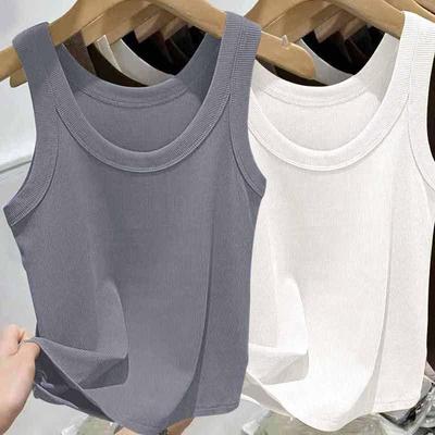 Women's New Summer Ribbed Elegant Slim Cami Top, Outerwear & Inner Wear, Fashion Basic Tank Top, Soft Breathable Fabric