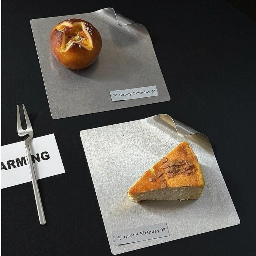 Square Round Serving Tray Stainless Steel Baking Dessert Tray Coffee Tray Kitchen Tableware