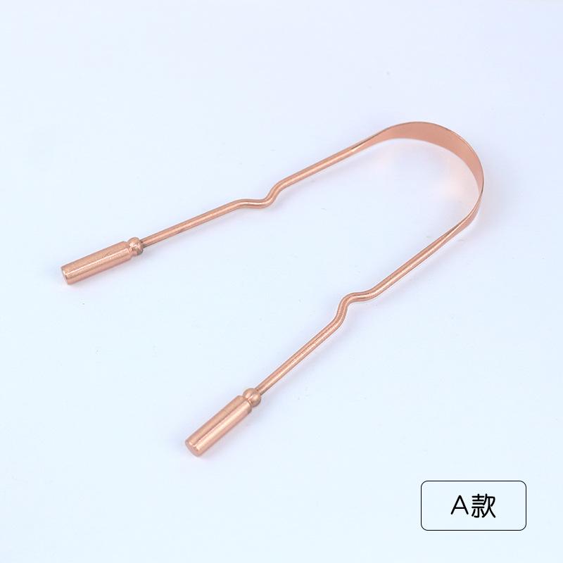 Gratte-langue en cuivre violet en forme de U brosse à langue outil de soin
